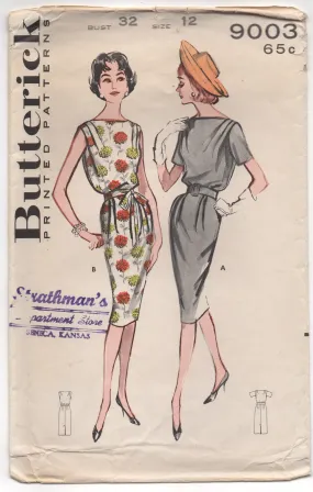 1960's Butterick Sheath Dress with Cowl Neck Pattern - Bust 32" - No. 9003