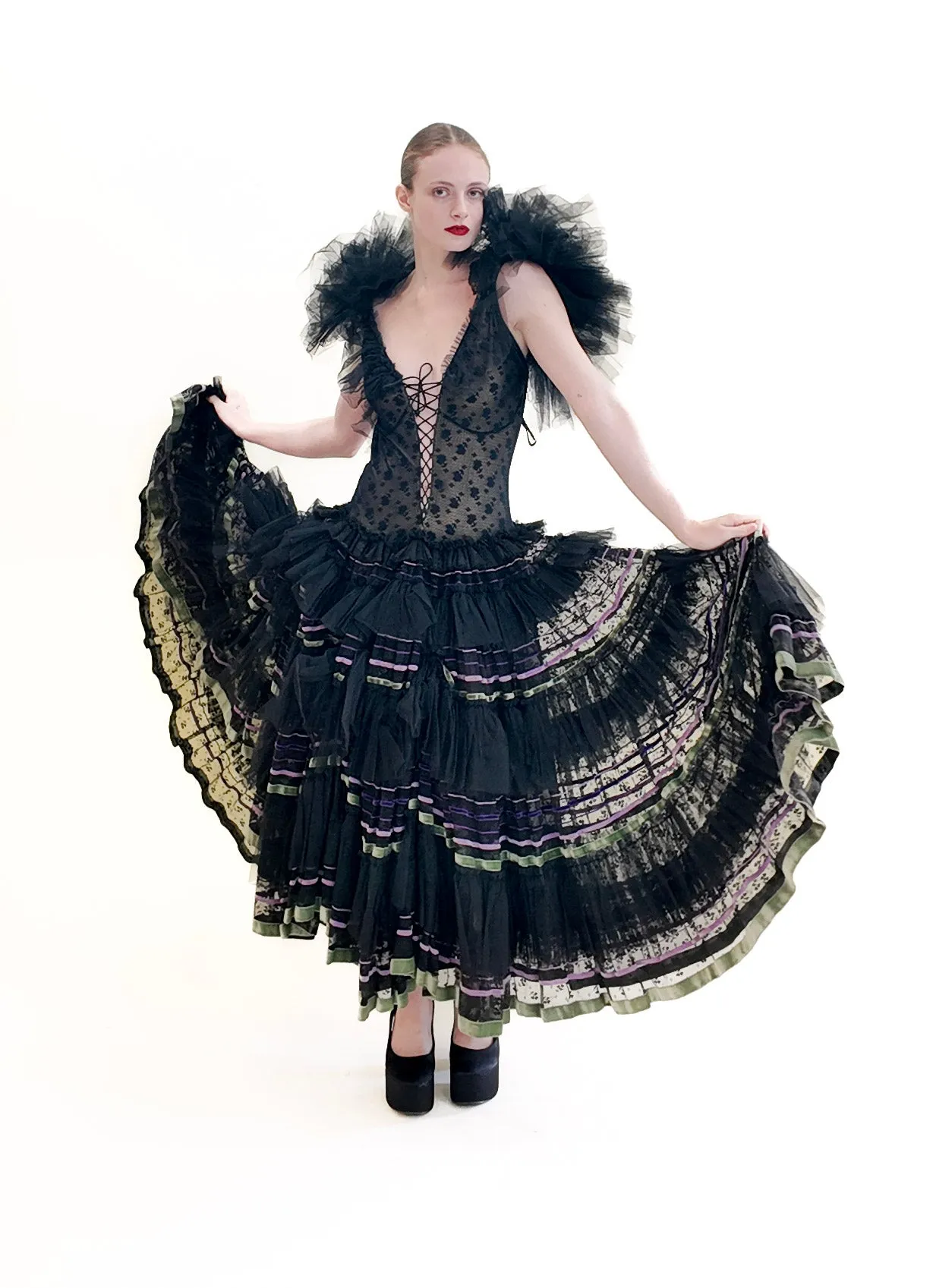 1977 Flamenco Style Corseted Dress worn by Monique Van Vooren