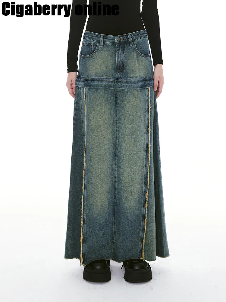 2Way Unique Denim Vintage Short-Skirt Long-Skirt