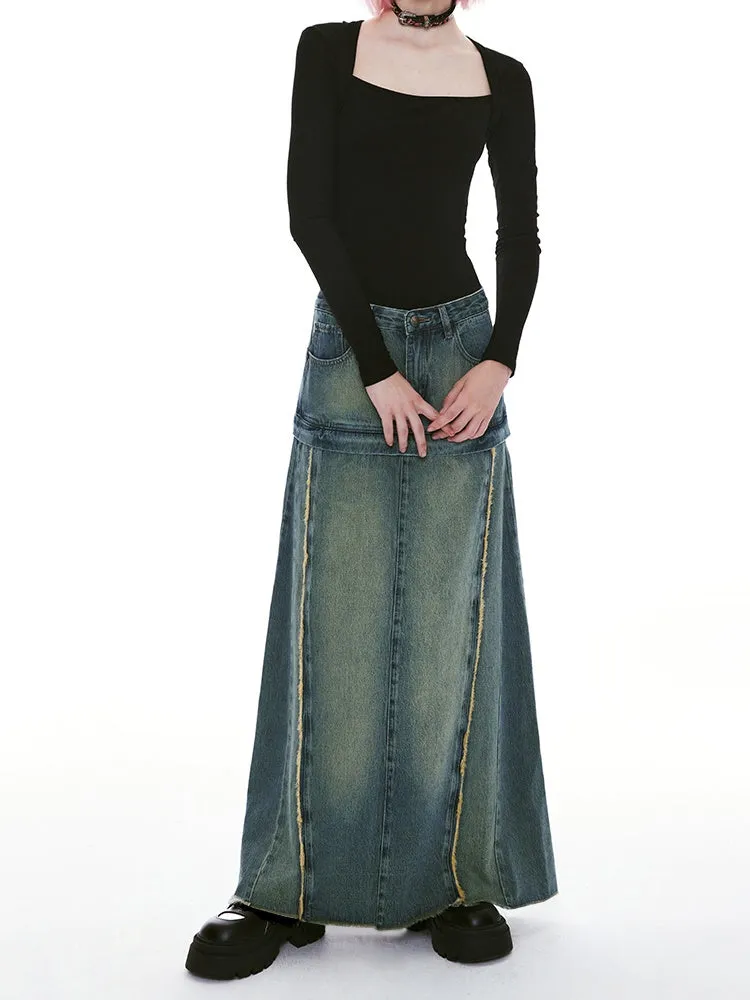 2Way Unique Denim Vintage Short-Skirt Long-Skirt