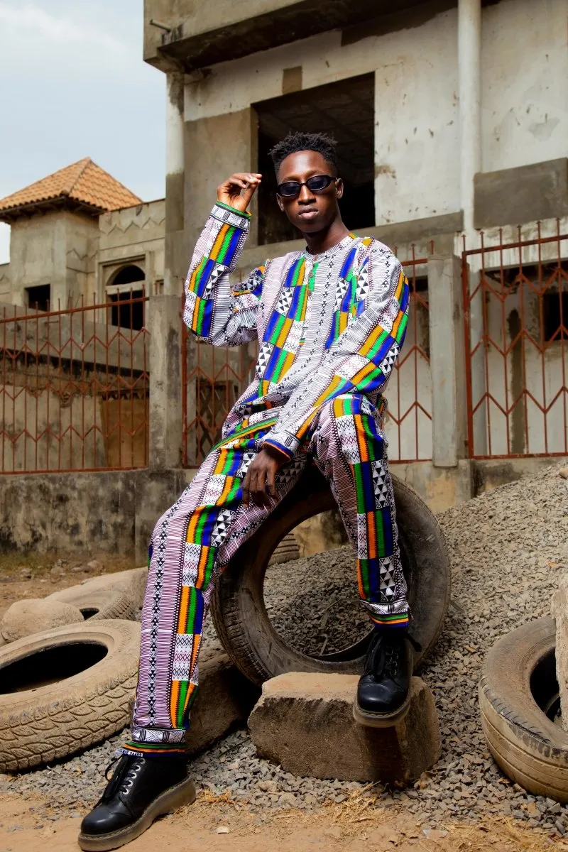 African Shirt In White Kente