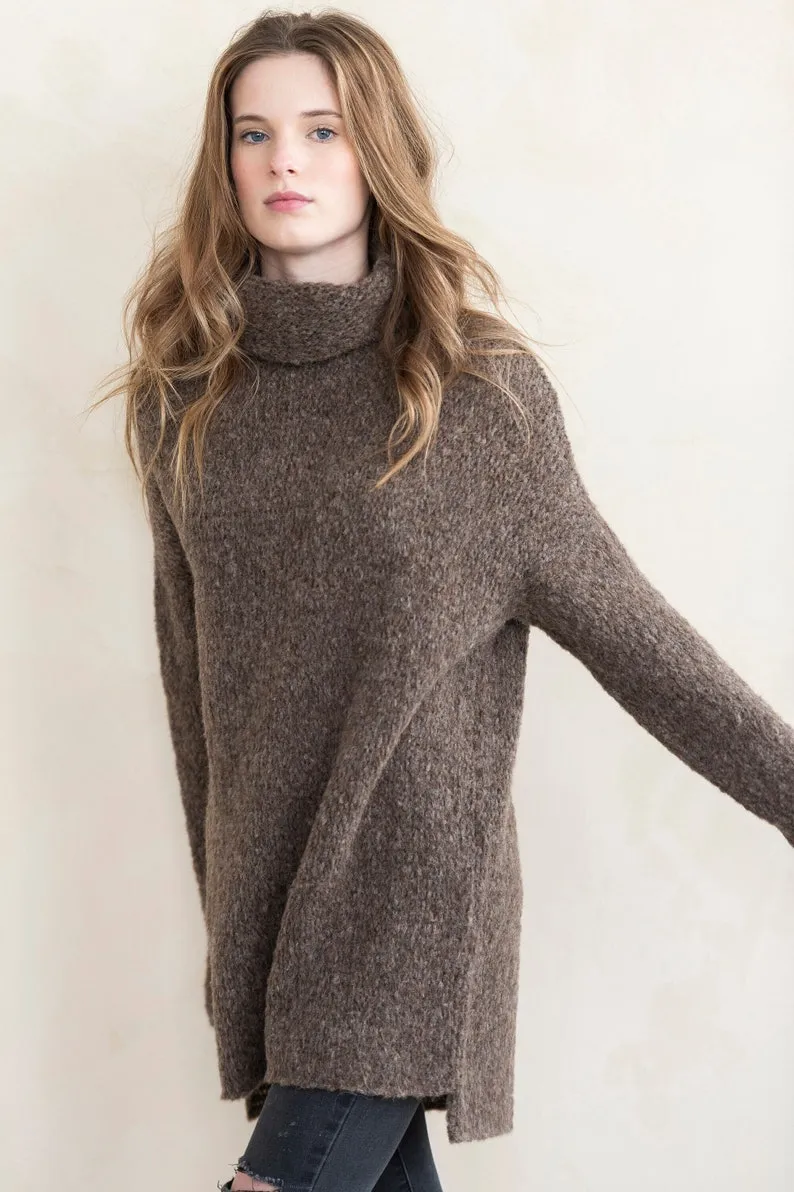 Alpaca wool  cowl neck woman sweater .