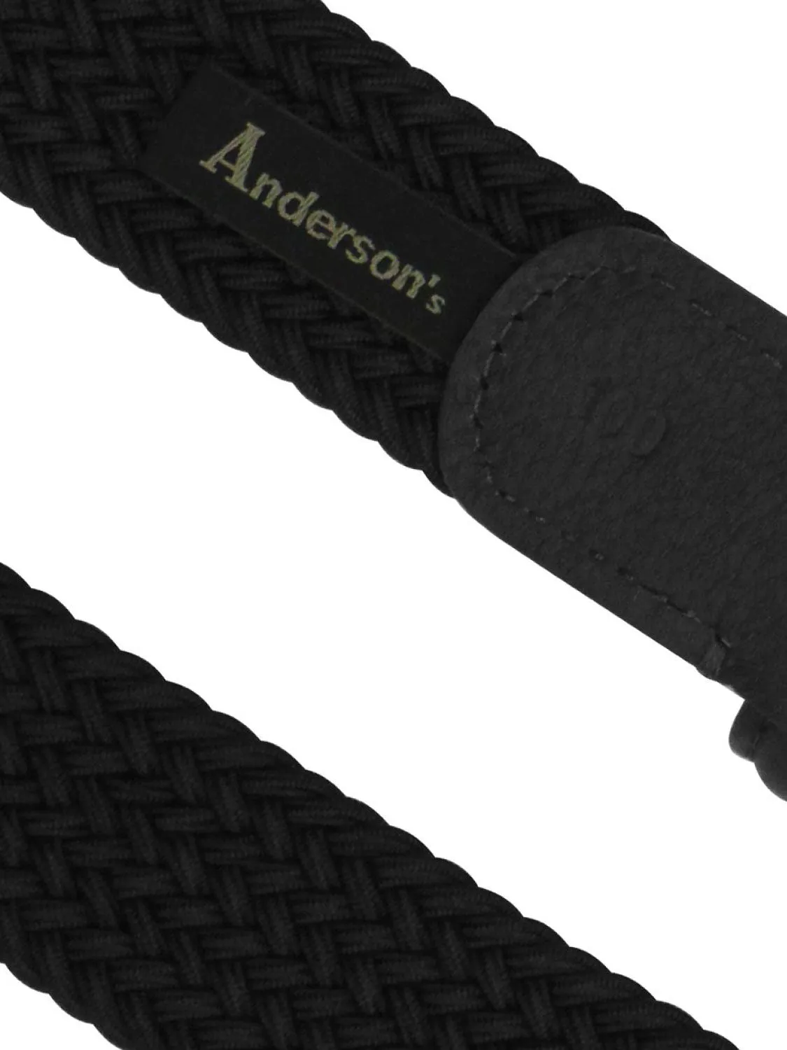 Anderson's Leather-Trimmed Woven Belt Black