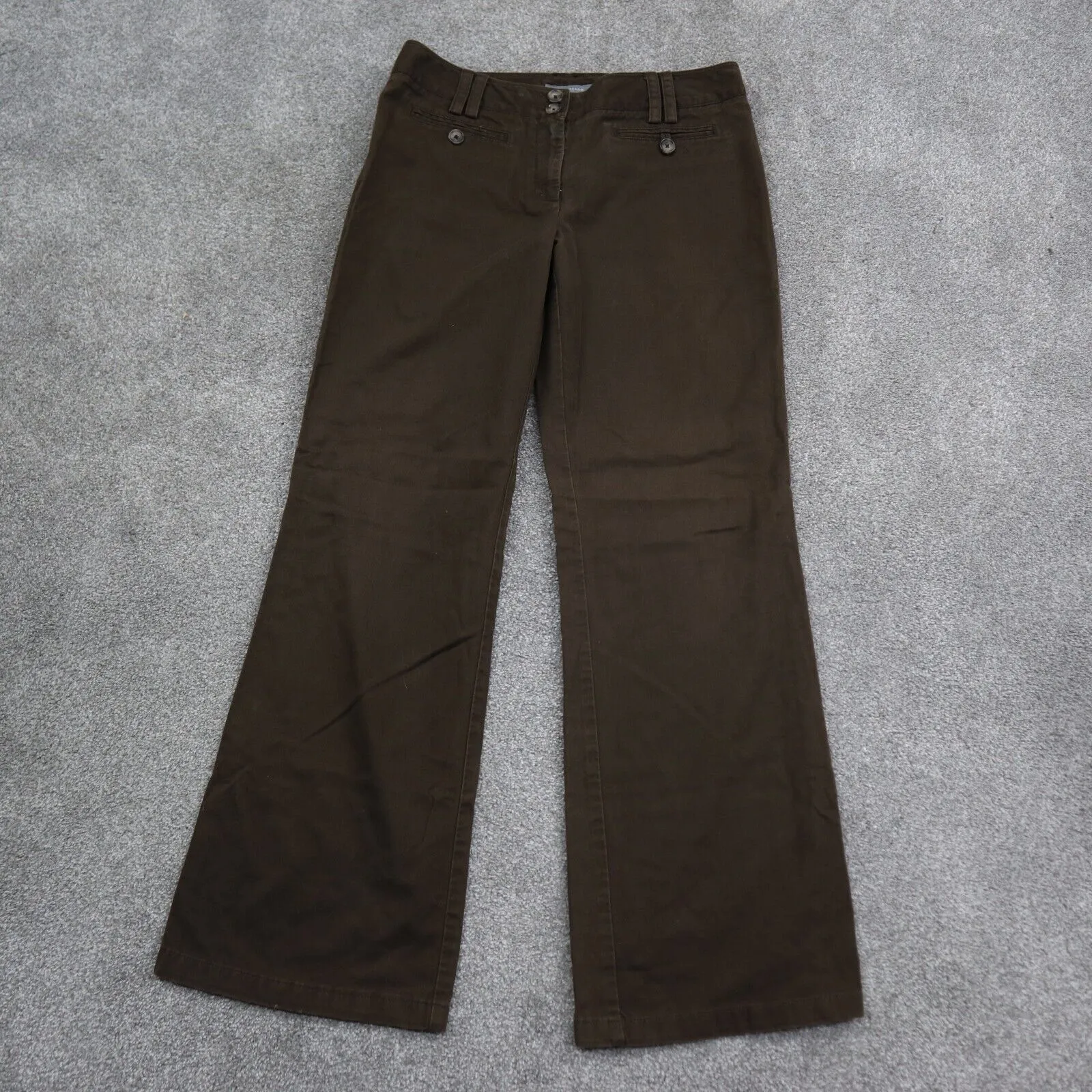 Ann Taylor Womens Chino Pants Boot Cut Waist Casual Stretch Brown Size 6