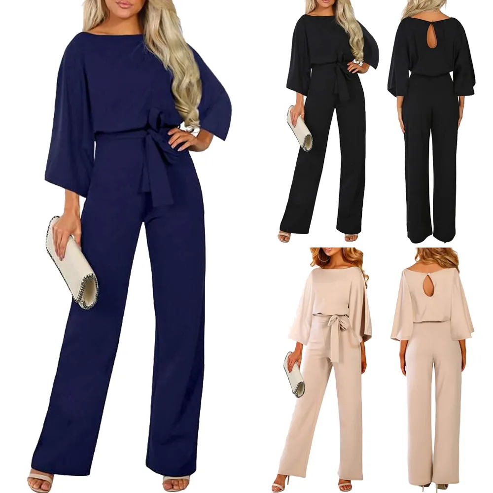 Autumn Casual Long Sleeve Loose Wide Leg Pants Suit