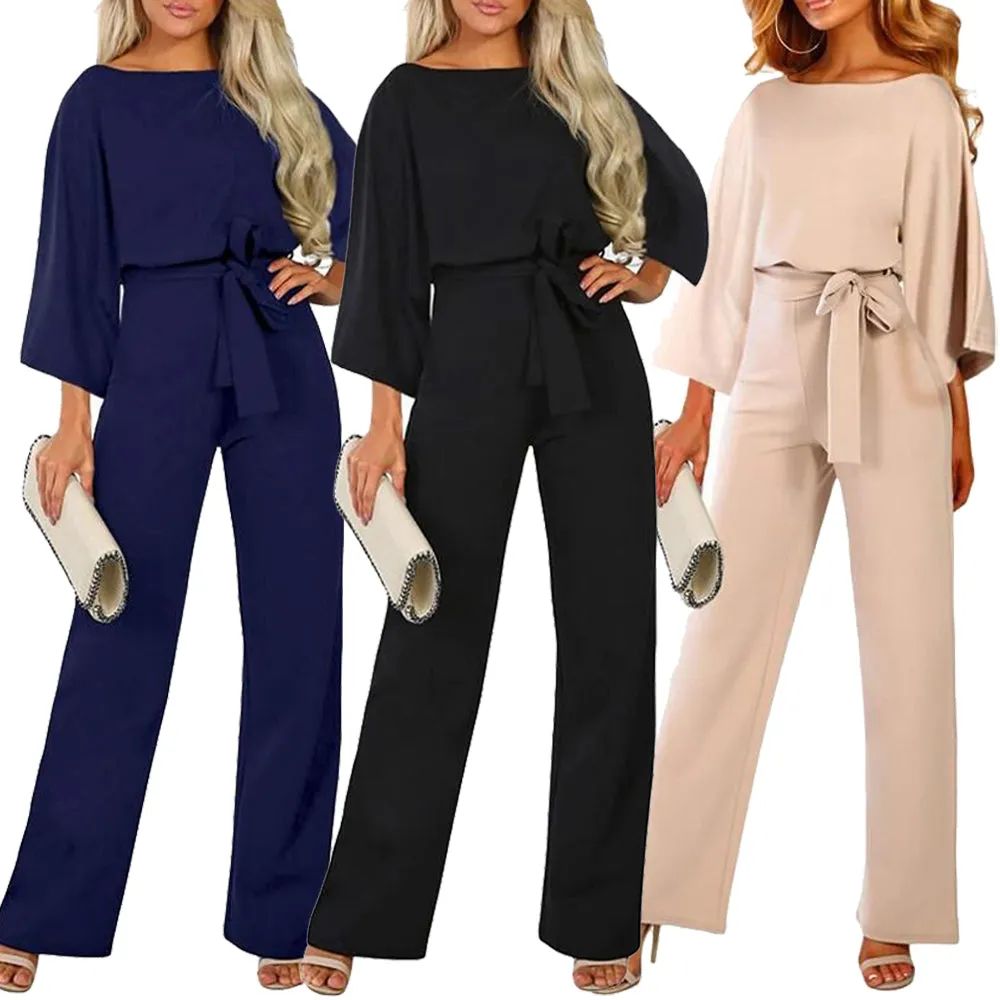 Autumn Casual Long Sleeve Loose Wide Leg Pants Suit