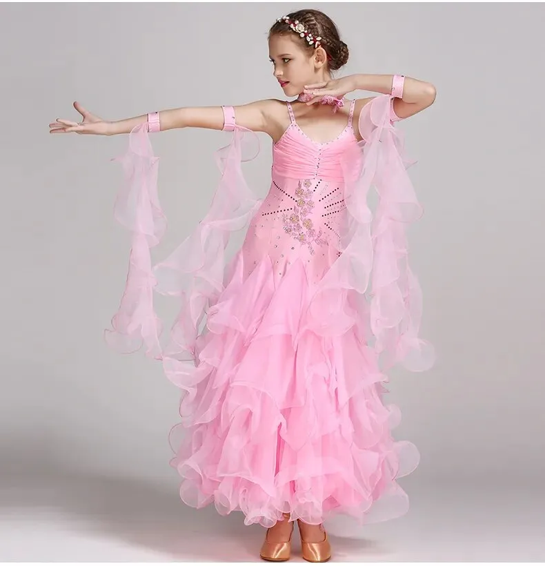 #B100 Girls Ballroom Dress- Children Dance Costumes - Girls Ballroom Dress