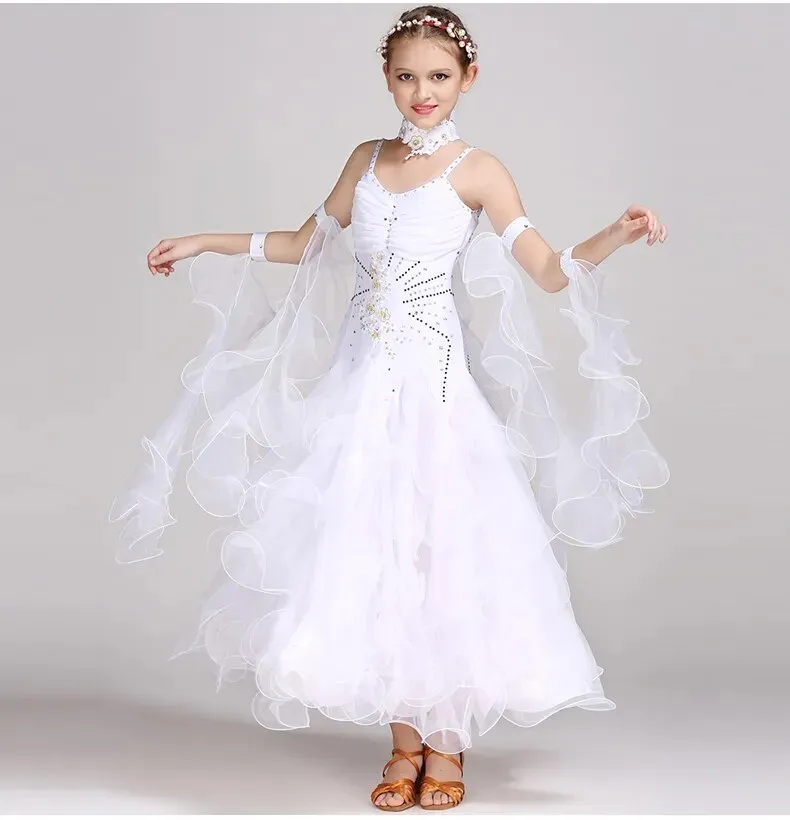 #B100 Girls Ballroom Dress- Children Dance Costumes - Girls Ballroom Dress