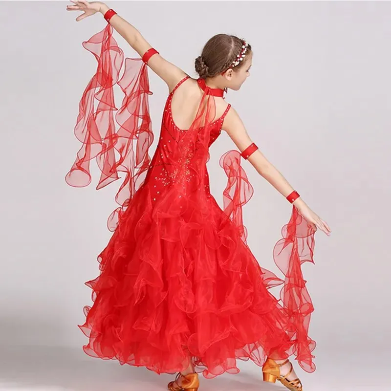 #B100 Girls Ballroom Dress- Children Dance Costumes - Girls Ballroom Dress