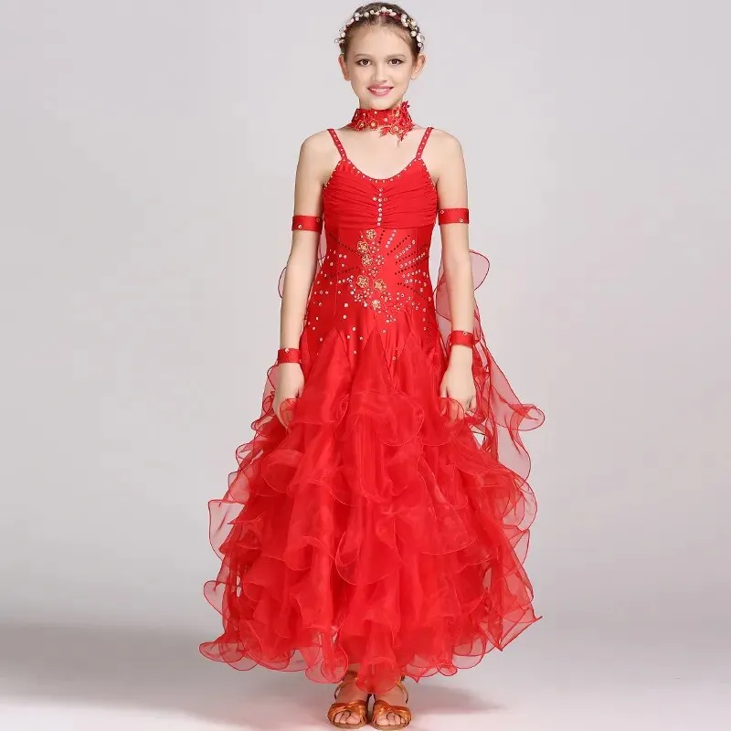 #B100 Girls Ballroom Dress- Children Dance Costumes - Girls Ballroom Dress