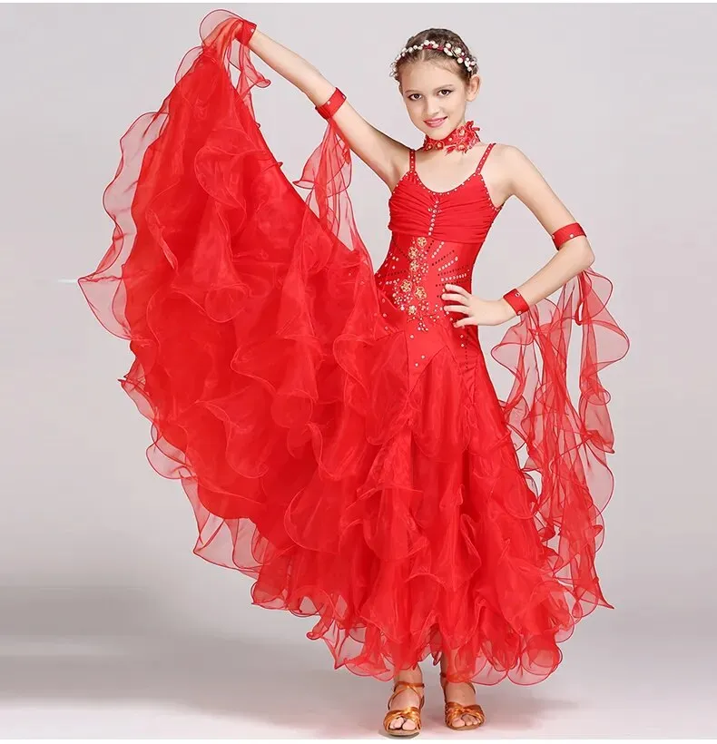 #B100 Girls Ballroom Dress- Children Dance Costumes - Girls Ballroom Dress