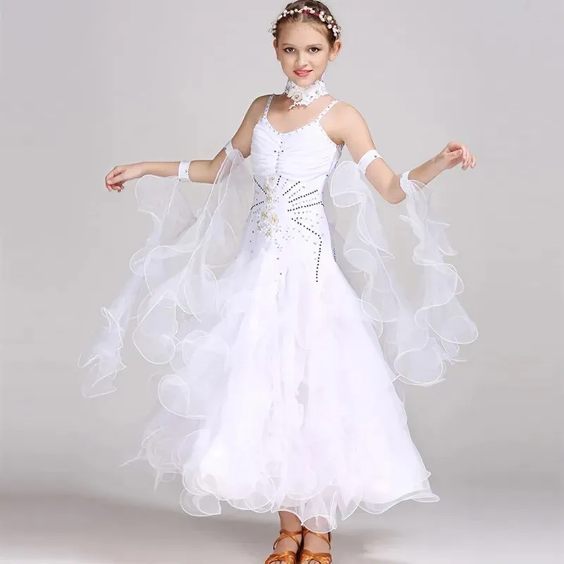 #B100 Girls Ballroom Dress- Children Dance Costumes - Girls Ballroom Dress