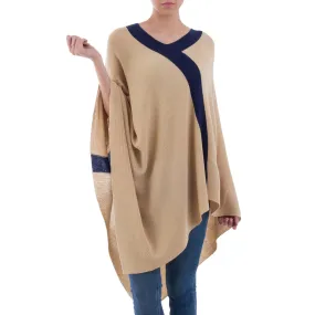 Beam of Light Navy & Tan Poncho