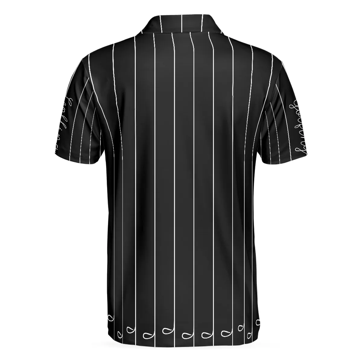 Black & White Single Line Continuous Golfer Shirt Polo Shirt, Vertical Lines Golfing Polo Shirt, Best Golf Shirt For Men