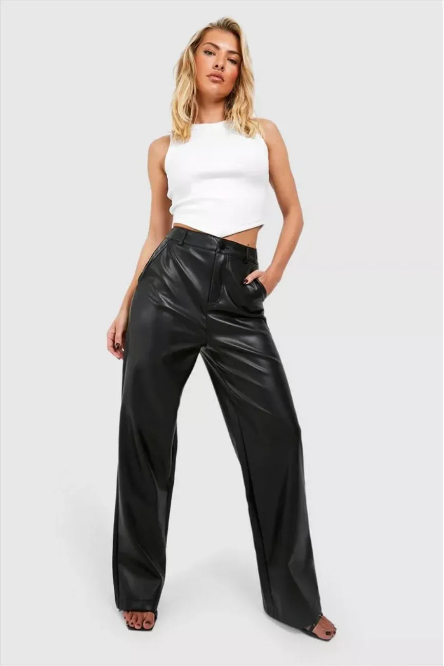 Black Faux Leather Pants