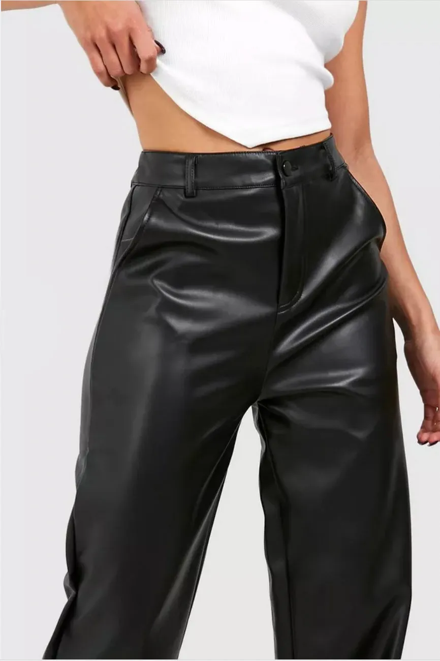 Black Faux Leather Pants