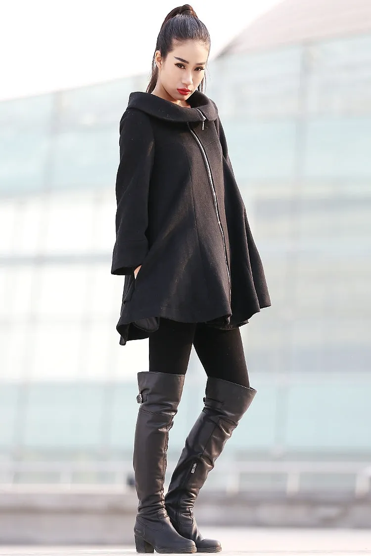 Black Long Sleeves Casual Coat for Women's Winter C241