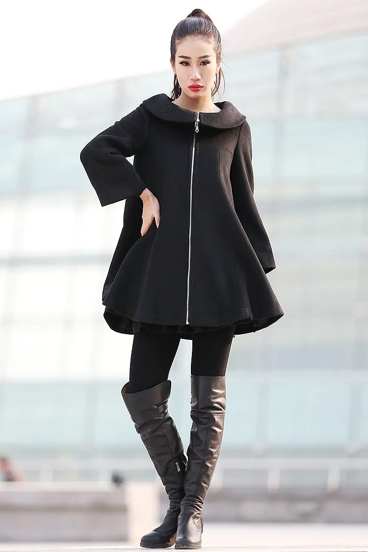 Black Long Sleeves Casual Coat for Women's Winter C241