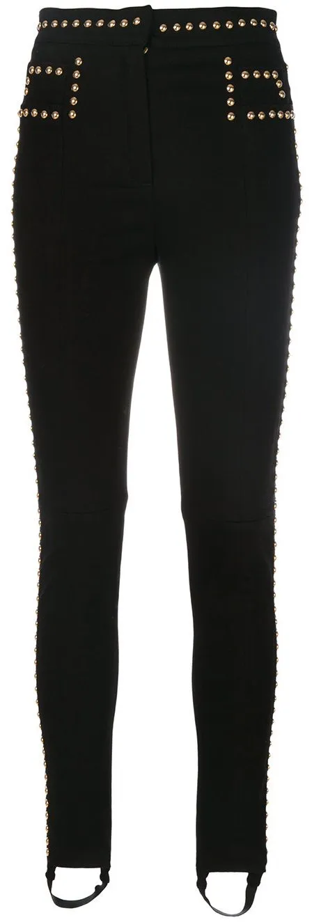 Black Studded High-Waisted Trousers