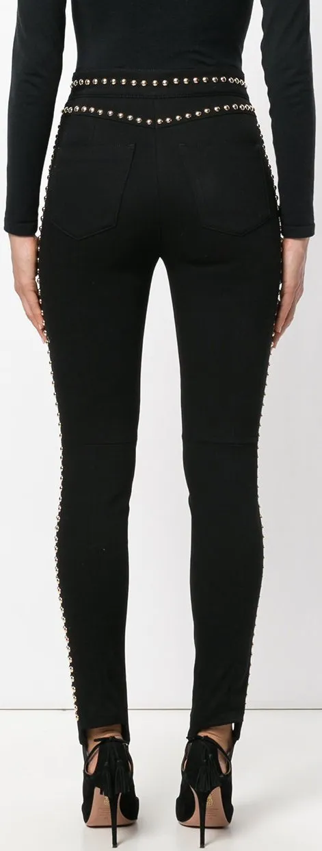 Black Studded High-Waisted Trousers