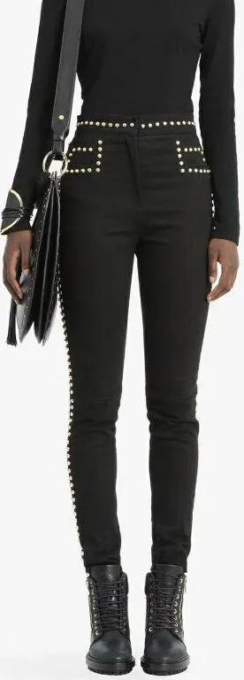 Black Studded High-Waisted Trousers