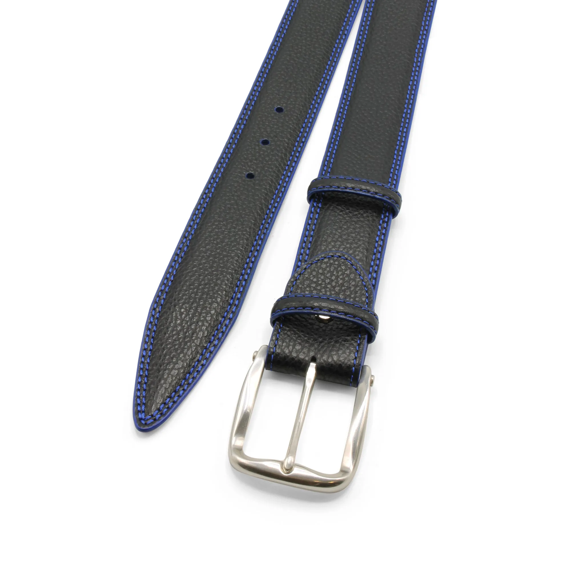 Black/Royal Tumbled Prong Belt