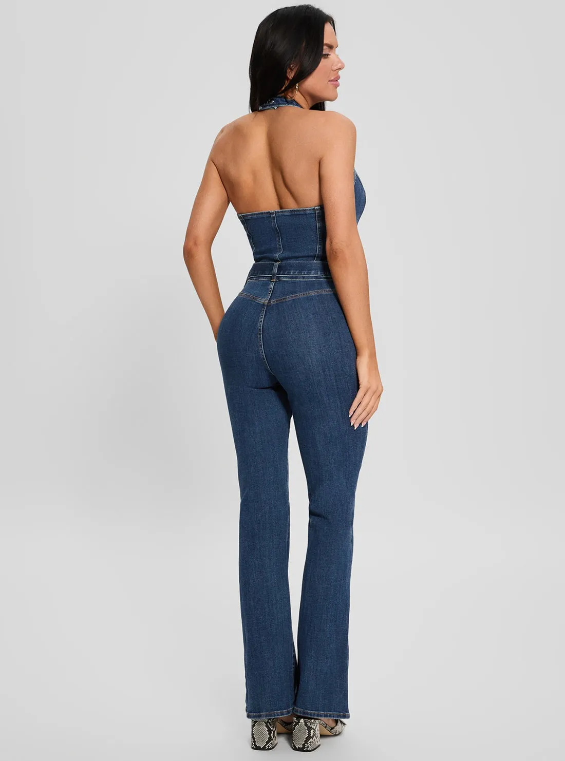 Blue Denim Claire Halter Jumpsuit