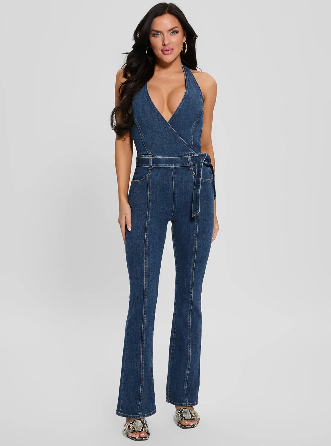 Blue Denim Claire Halter Jumpsuit