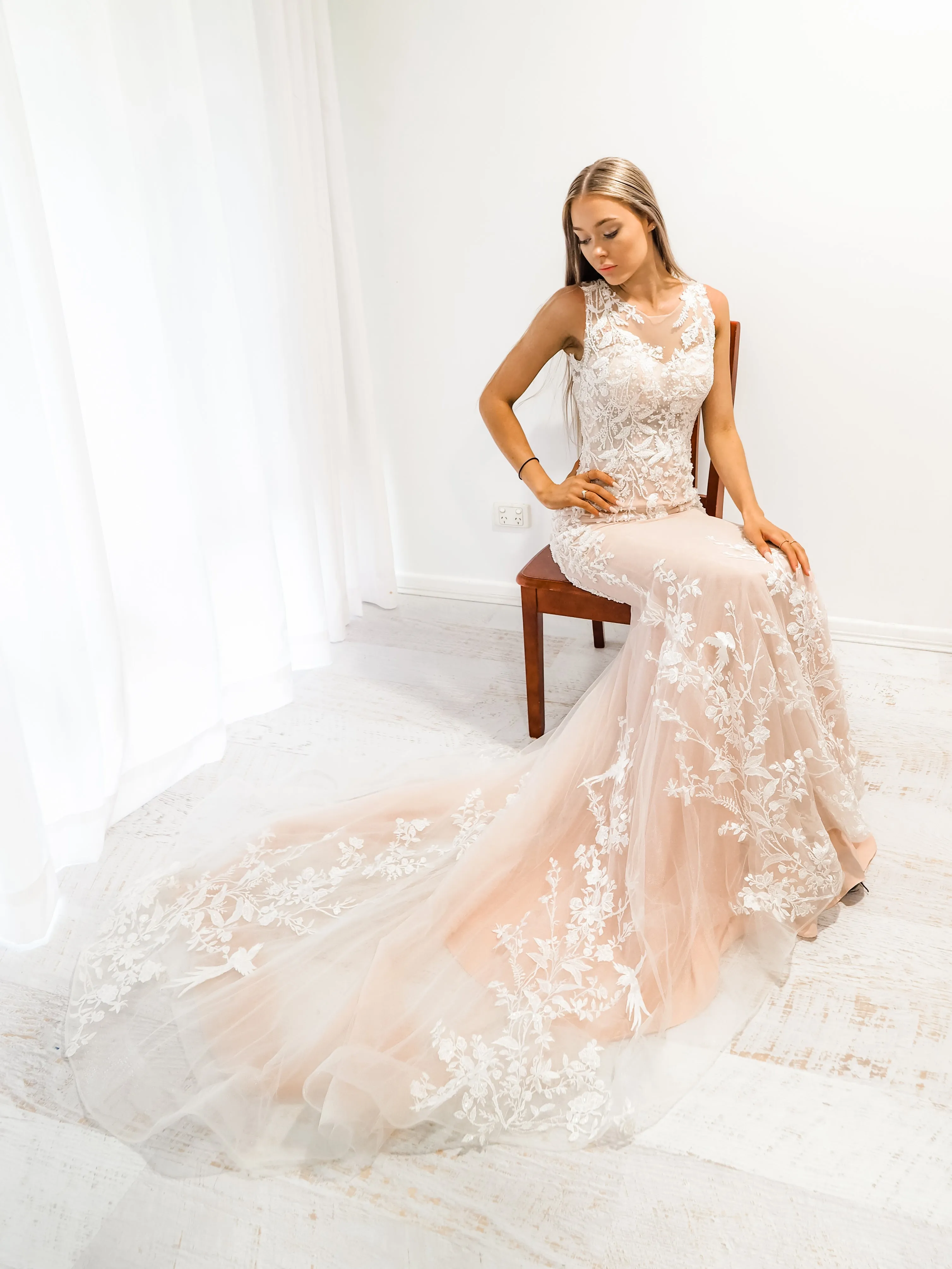 Blush pearl mermaid dress (sample sale)