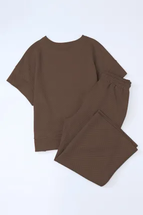 Brown Knitted Pant and Top Set