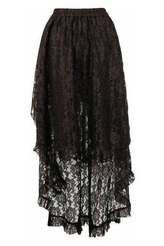 Brown Lace Hi Low Skirt