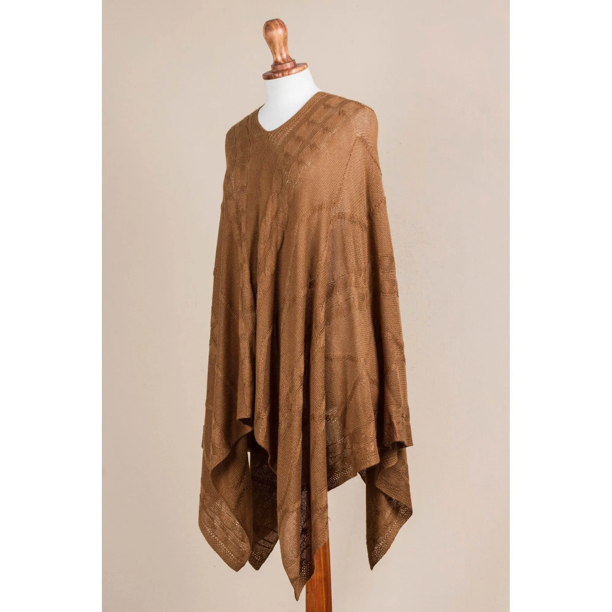 Brown Lightweight Peruvian Poncho