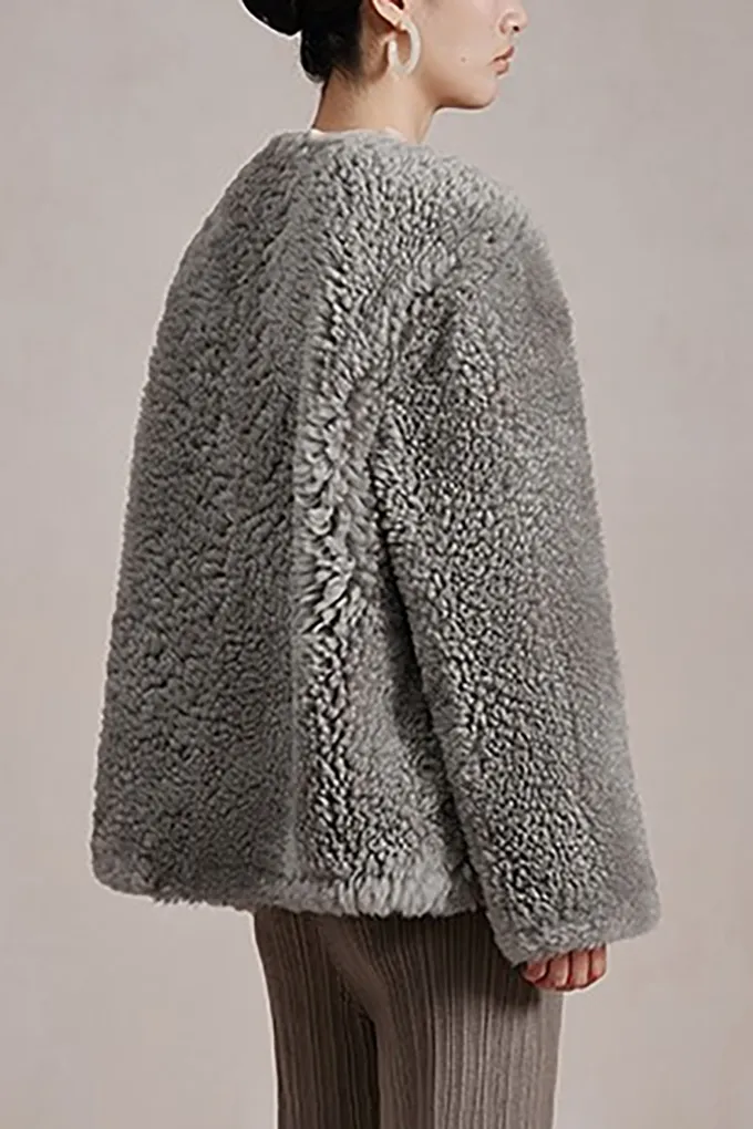 Button Front Toscana Shearling Sheepskin Coat