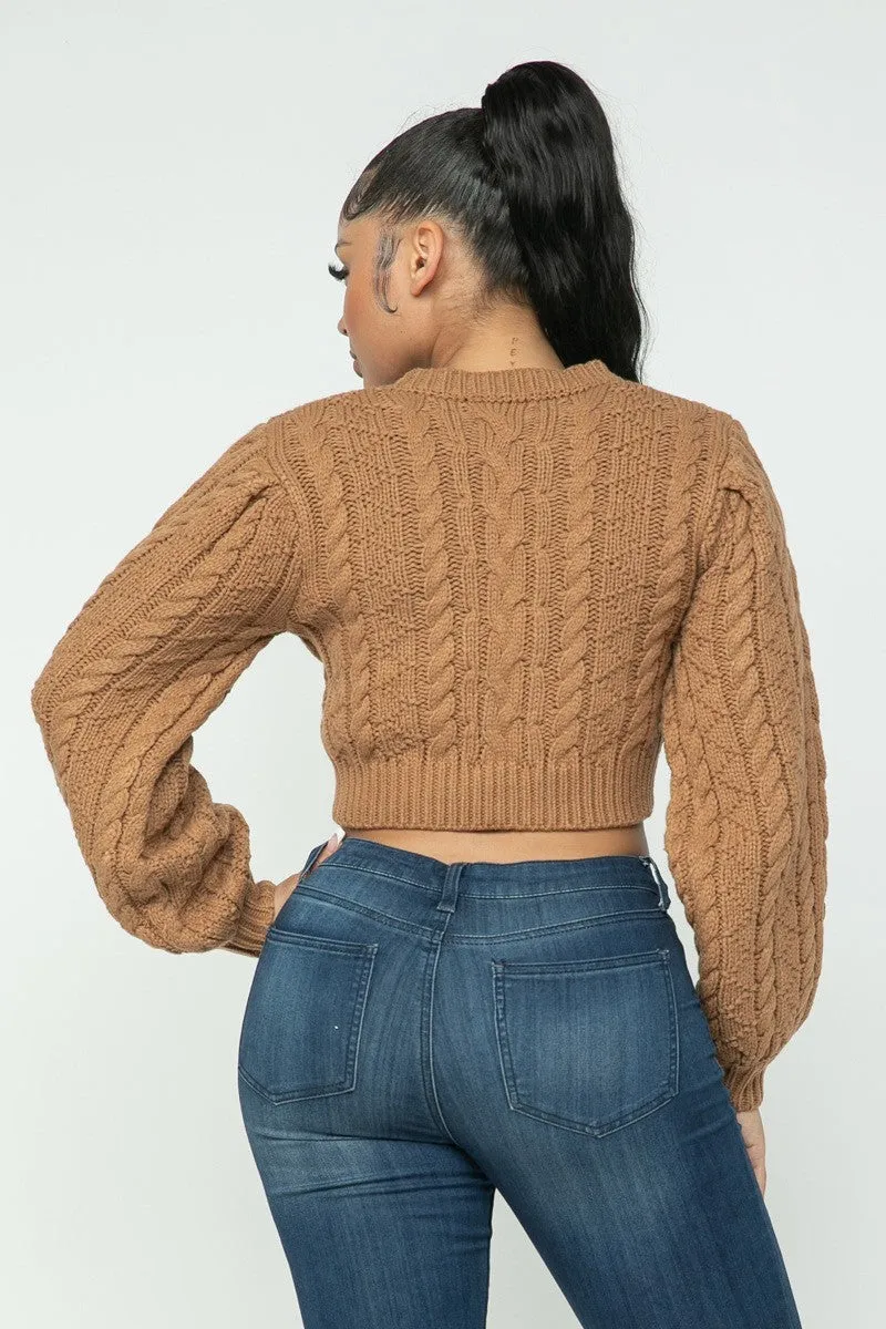 Cable Knit Crop Sweater (4 Colors)