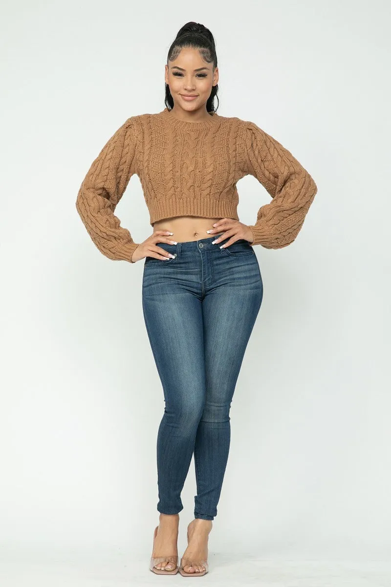 Cable Knit Crop Sweater (4 Colors)