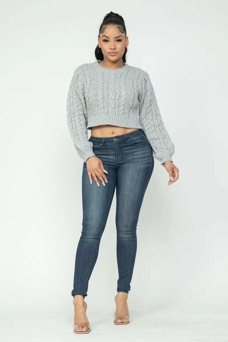 Cable Knit Crop Sweater (4 Colors)