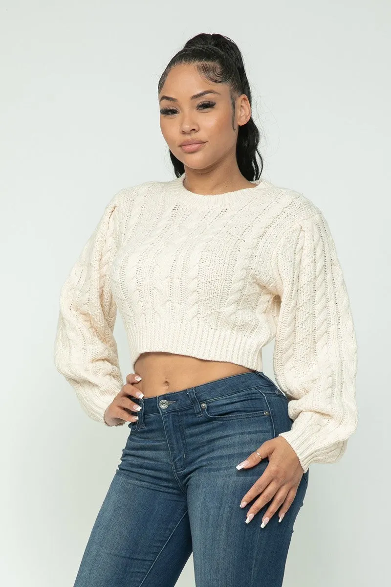 Cable Knit Crop Sweater (4 Colors)