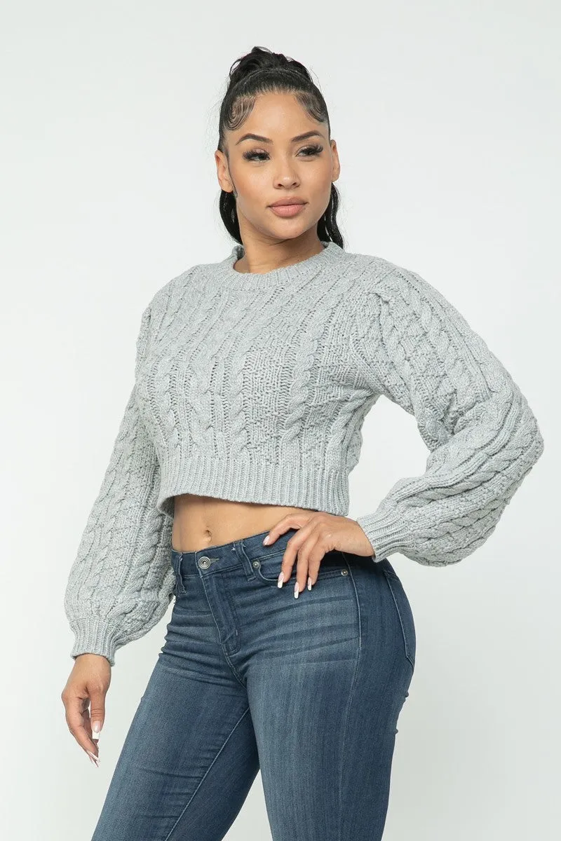 Cable Knit Crop Sweater (4 Colors)