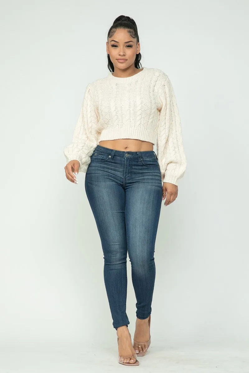 Cable Knit Crop Sweater (4 Colors)