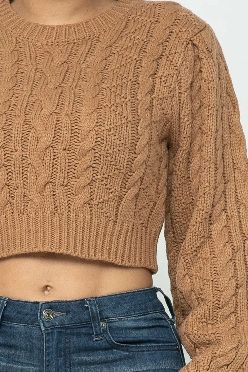 Cable Knit Crop Sweater (4 Colors)