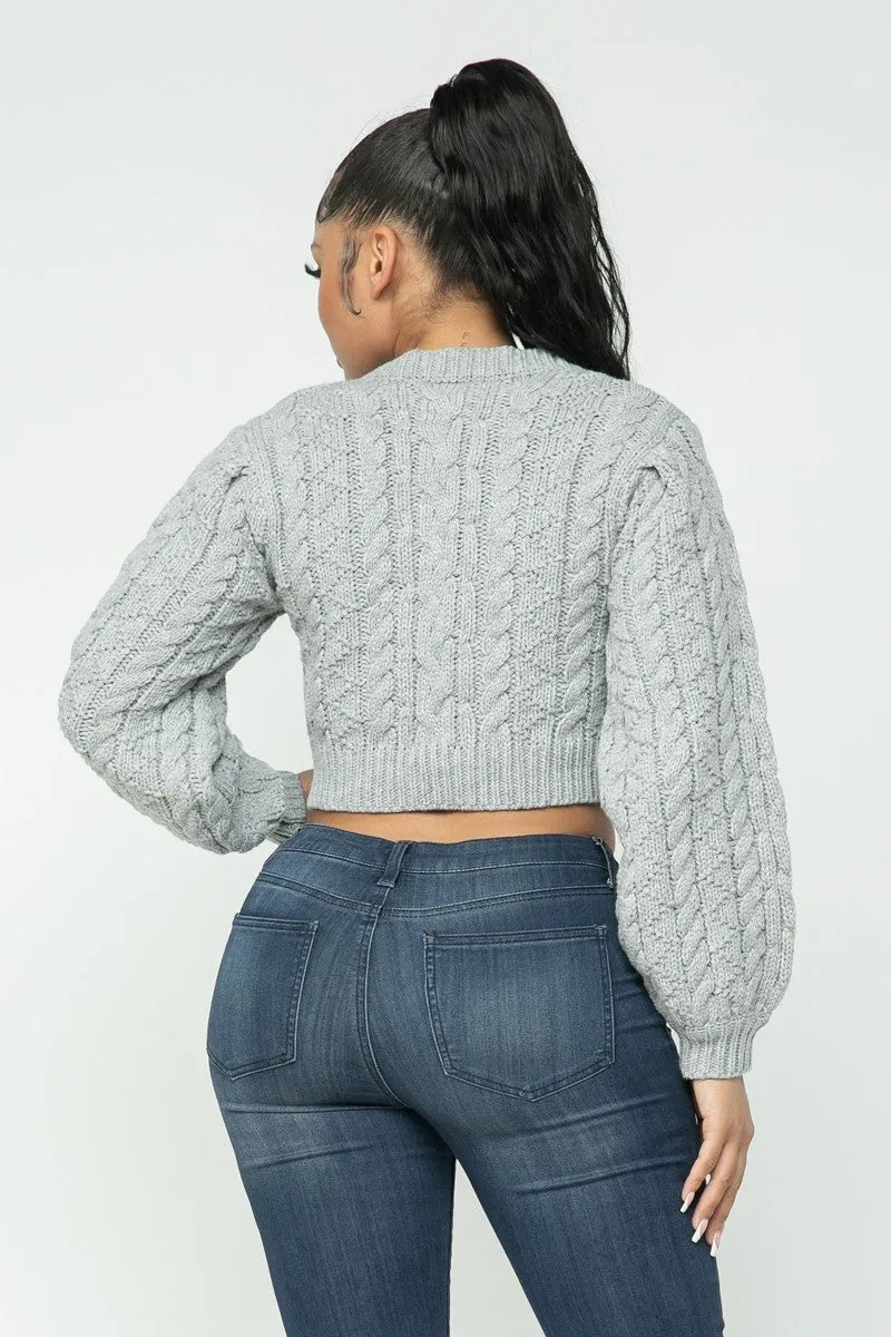 Cable Knit Crop Sweater (4 Colors)