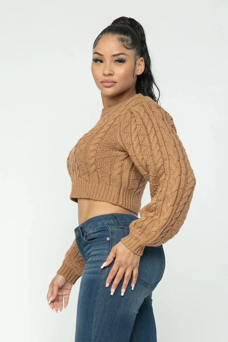 Cable Knit Crop Sweater (4 Colors)