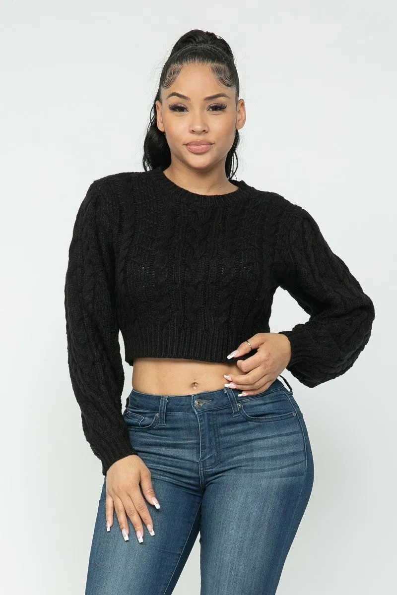 Cable Knit Crop Sweater (4 Colors)