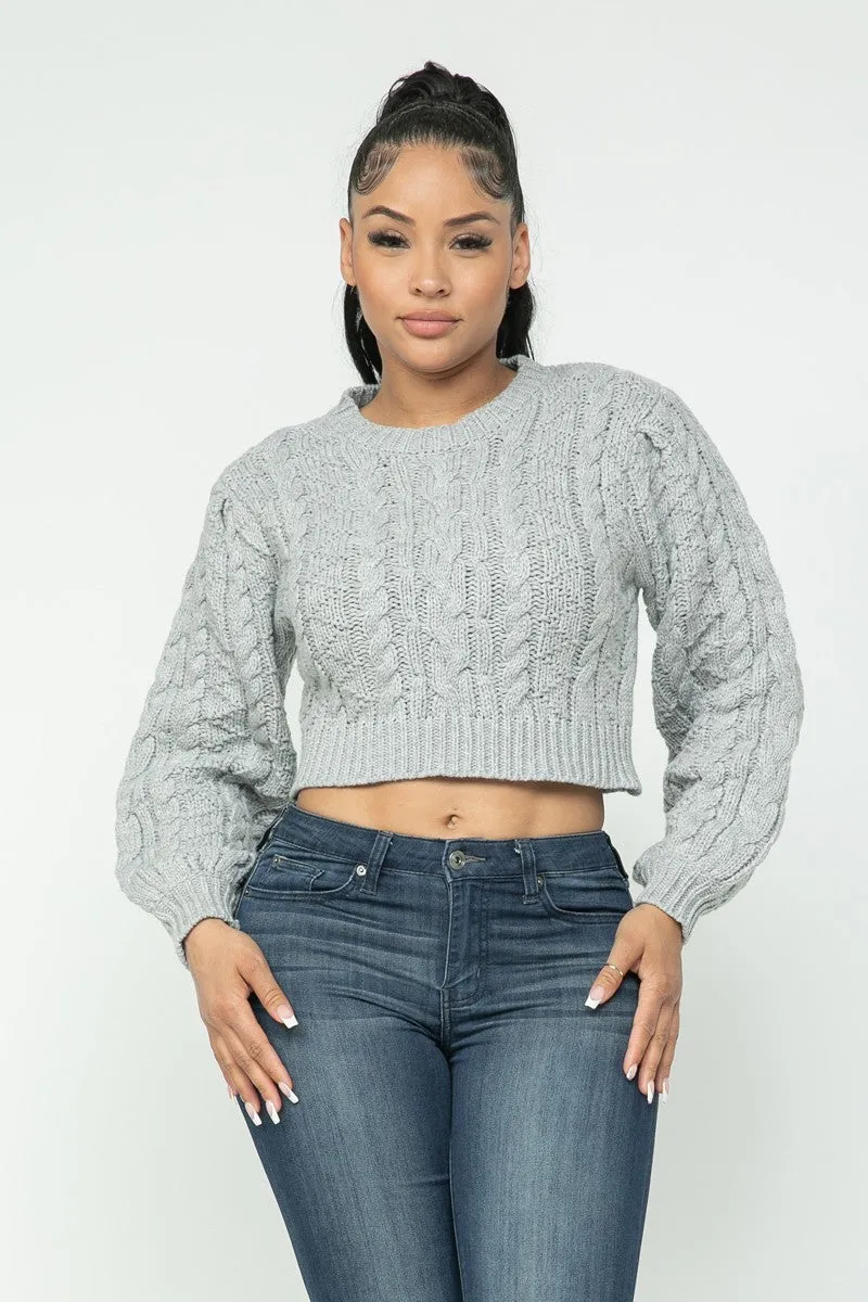 Cable Knit Crop Sweater (4 Colors)