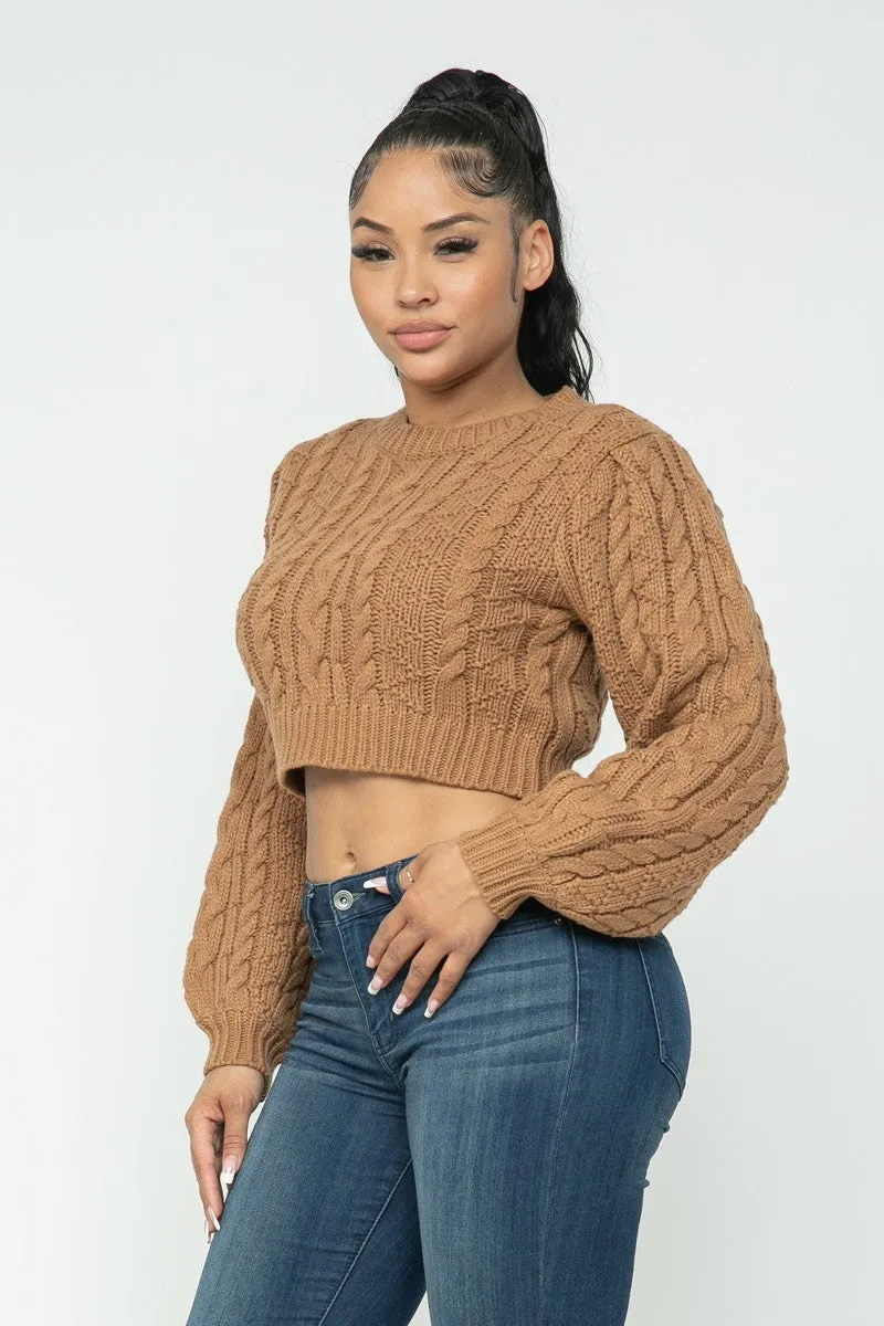 Cable Knit Crop Sweater (4 Colors)