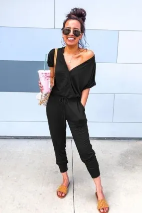 CARTER FAUX-WRAP JUMPSUIT