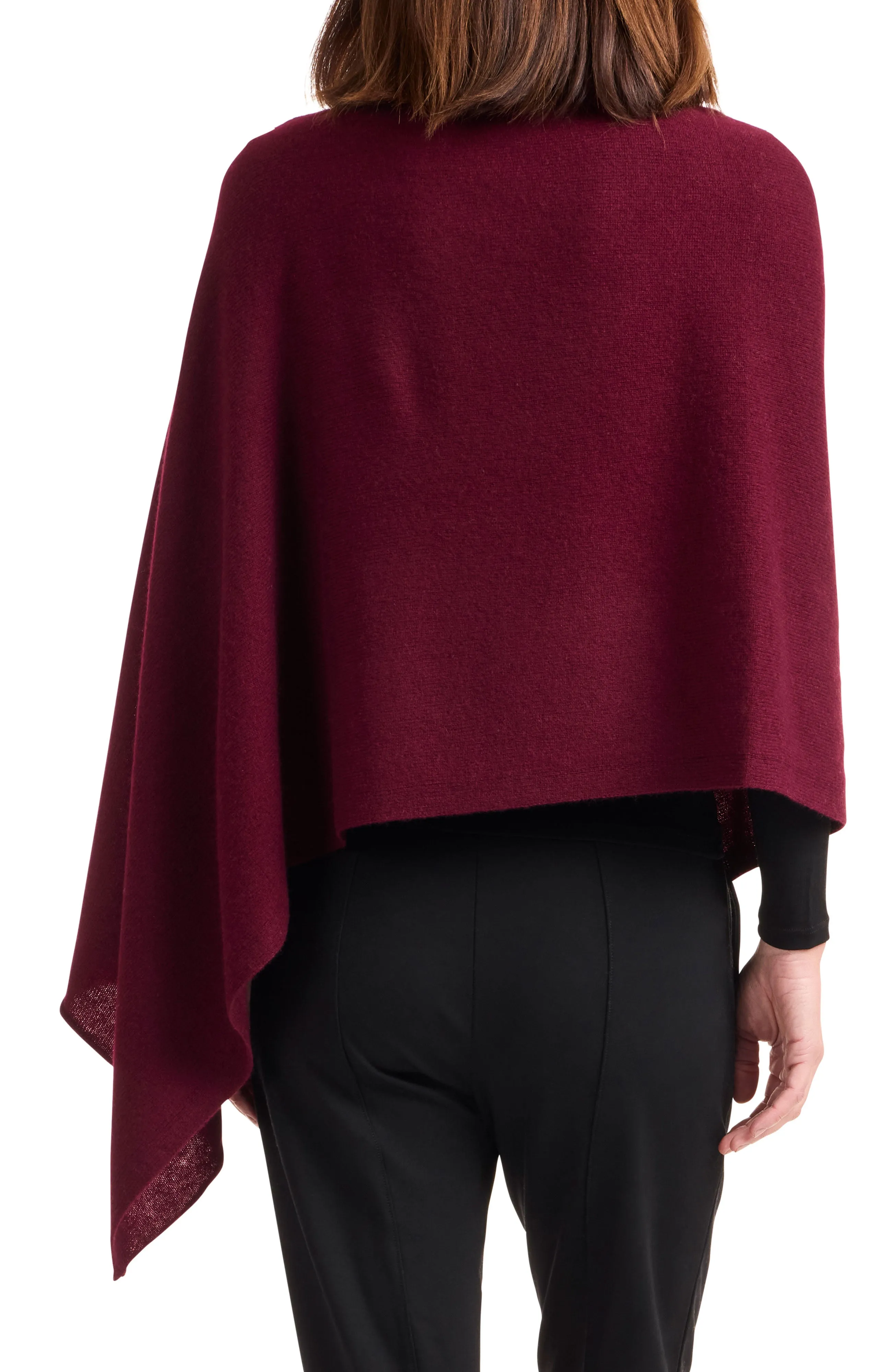 Cashmere Button Shoulder Poncho-Wrap