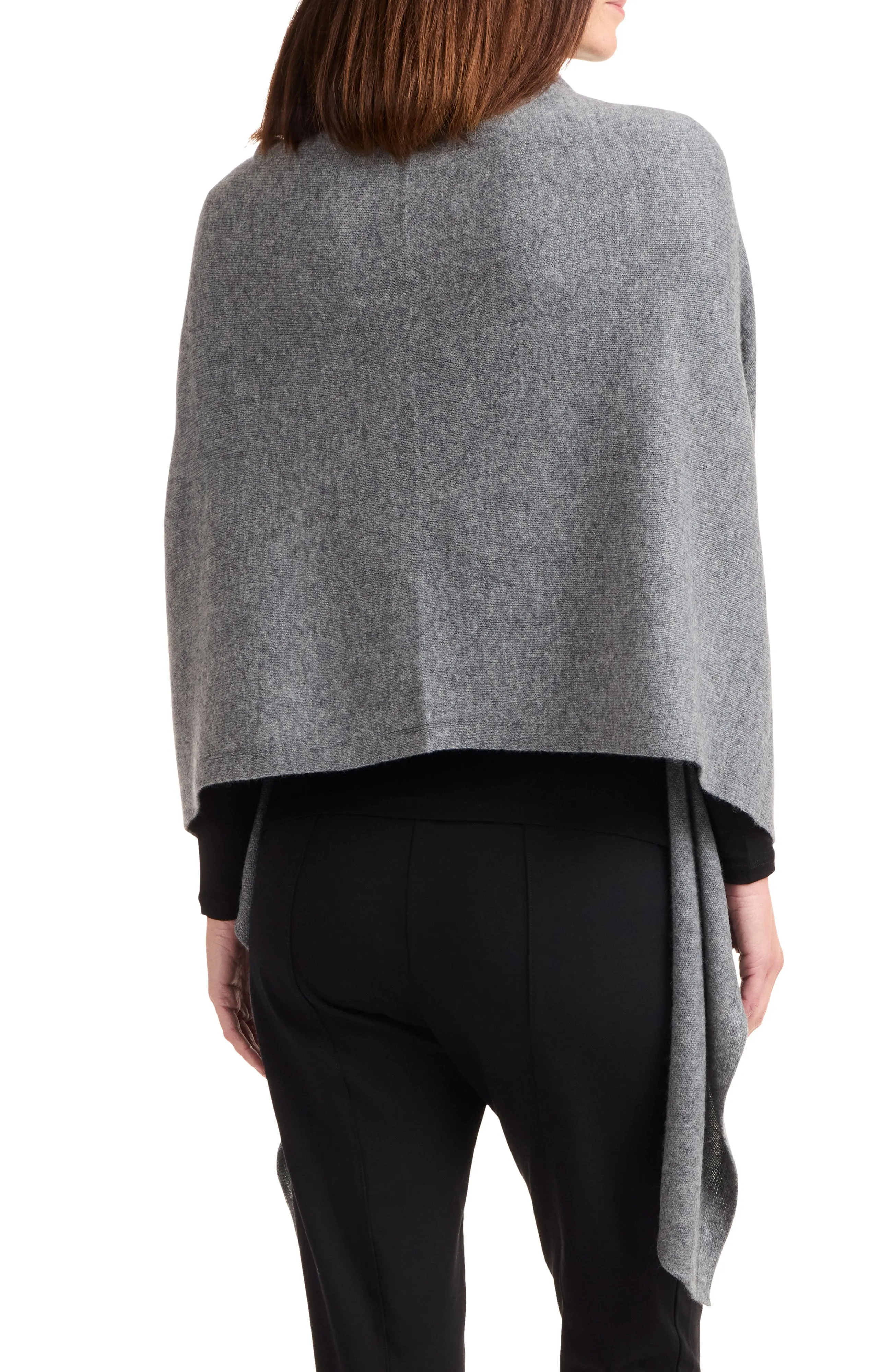 Cashmere Button Shoulder Poncho-Wrap