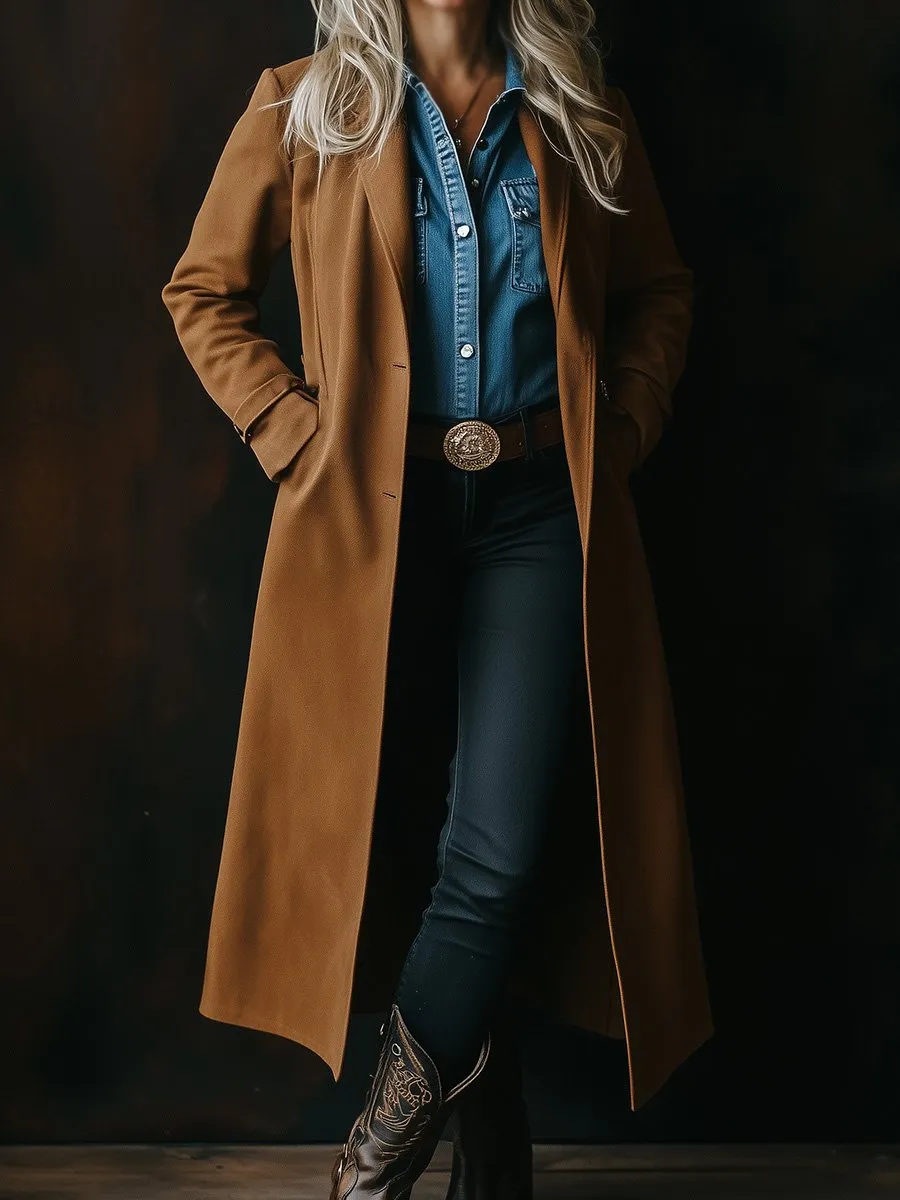 Casual Retro Suede Workwear Mid-length Coat