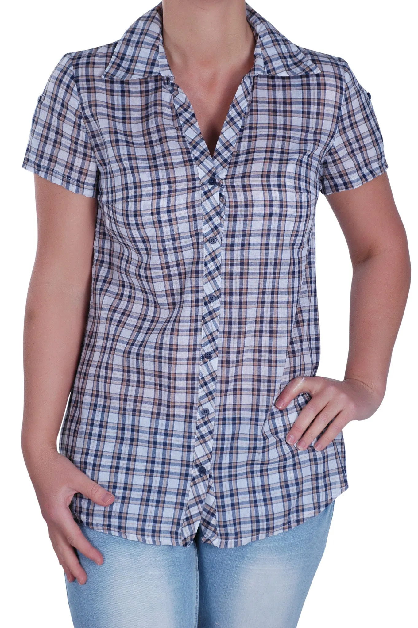 Checkered Collared Plus Size Shirt